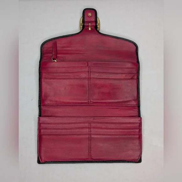 Vintage Coach Bleecker Black Signature Jacquard Canvas & Leather Buckle Wallet - Picture 8 of 16